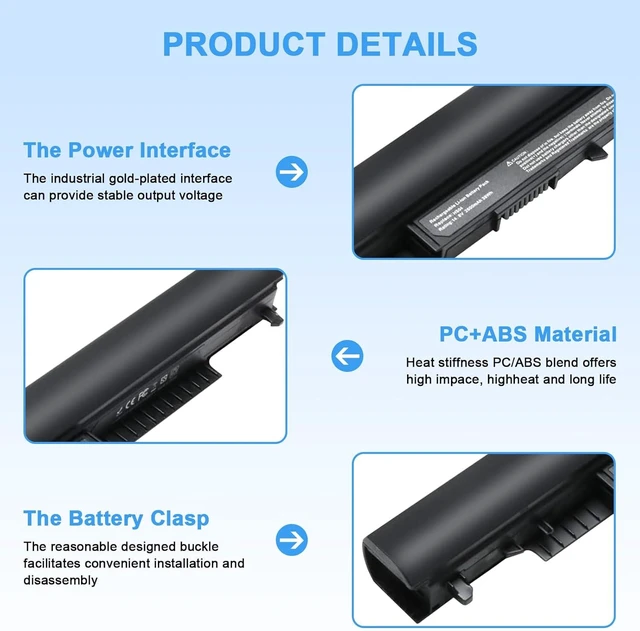 Alt view image 10 of 14 - HS03 HS04 807956-001 Laptop Battery Replacement for Hp 14 15 Notebook PC Series 15-ay009dx 15-ba009dx 15-af131dx fits Spare 807957-001 Model HSTNN-LB6U HSTNN-LB6V TPN-C125 TPN-C126