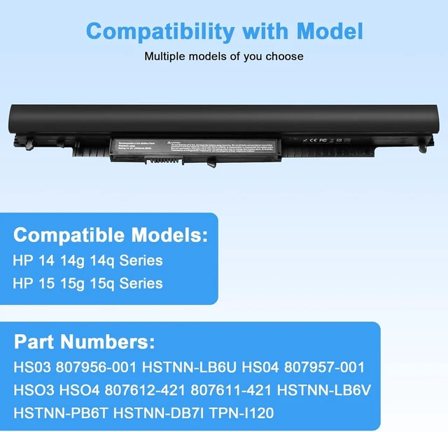 Alt view image 11 of 14 - HS03 HS04 807956-001 Laptop Battery Replacement for Hp 14 15 Notebook PC Series 15-ay009dx 15-ba009dx 15-af131dx fits Spare 807957-001 Model HSTNN-LB6U HSTNN-LB6V TPN-C125 TPN-C126