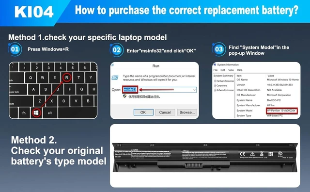 Alt view image 10 of 14 - K104 KI04 800049-001 800010-421 Replacement Laptop Battery Compatible with HP Pavilion 17-G 15-AB 14-AB Series HSTNN-DB6T HSTNN-LB6S TPN-Q158 TPN-159 TPN-Q160 TPN-Q161 TPN-Q162 17-G122DS
