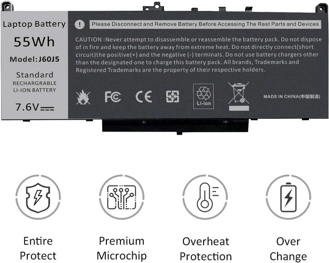 Alt view image 10 of 14 - TREE.NB Battery for Dell Latitude E7470 E7270 7470 7270 7.6V 55Wh Battery Type MC34Y 242WD 1w2y2 J60J5