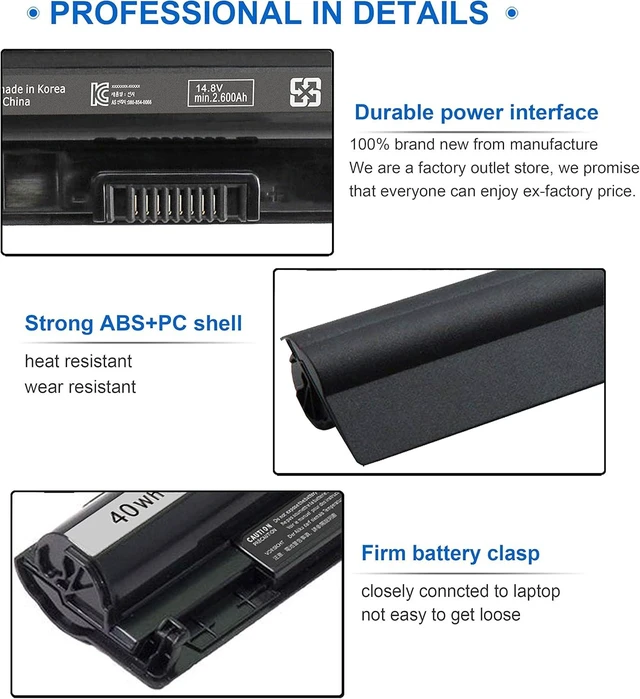 Alt view image 9 of 12 - 40Wh M5Y1K 14.8V Battery for Dell Inspiron 14 15 17 5000 3000 Series 5559 5558 5566 3551 3451 3558 3552 i3558 3567 5755 5756 5458 5759 5758 5759 VN3N0 HD4J0 GXVJ3 P51F P63F P47F P52F 453-BBBQ P64G