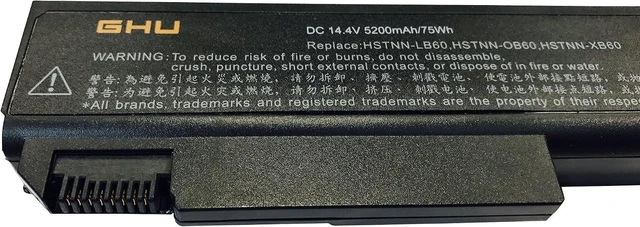 Alt view image 10 of 14 - GHU New Laptop Battery 75wh Replacement for HP EliteBook 8530P 8530W 8540P 8540W 8730W 8740W 8530 8730 493976-001 HSTNN-LB60 HSTNN-OB60 HSTNN-XB60 AV08 AV08XL KU533AA 501114-001 5200mAh