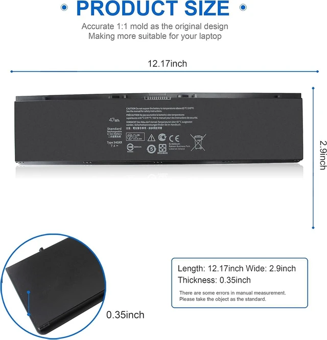 Alt view image 8 of 12 - E7440 E7450 3RNFD Battery for Dell Latitude E7440 E7450 E7420 14 7000 7440 7450, 34GKR G0G2M PFXCR F38HT G95J5 T19VW 909H5 0909H5 451-BBFT 451-BBFV 451-BBFY E225846 5K1GW 0G95J5 Laptop Notebook