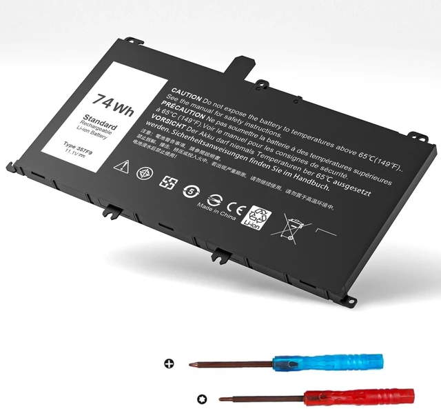 Alt view image 6 of 10 - 74WH 357F9 Laptop Battery Compatible With Dell Inspiron 15 5000 7000 5576 5577 Gaming 15 7559 i7559 7557 i7557 5577 7567 5576 7566 P65F P65F001 P57F P57F003 71JF4 071JF4 0GFJ6 0357F 11.1V 11.4V