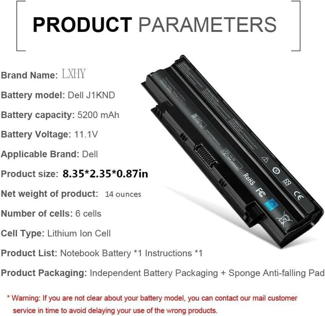 Alt view image 17 of 20 - LXHY J1KND 11.1v 48wh Laptop Battery for Dell Inspiron13R N3010 N3110 14R N4010 N4110 N4050 M4040 15R N5010 N5110 N5030 N5040 N5050 M5040 M5040 17R N7010 N7110 Battery fits 3550 3520 TKV2V 04YRJH