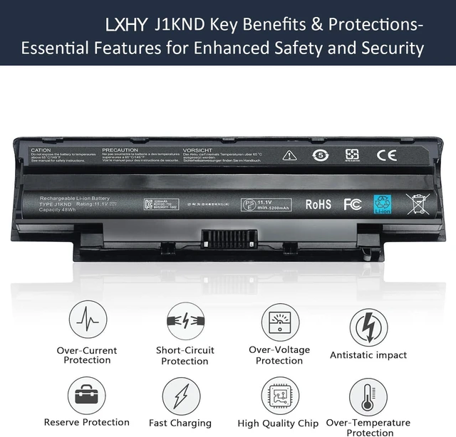Alt view image 20 of 20 - LXHY J1KND 11.1v 48wh Laptop Battery for Dell Inspiron13R N3010 N3110 14R N4010 N4110 N4050 M4040 15R N5010 N5110 N5030 N5040 N5050 M5040 M5040 17R N7010 N7110 Battery fits 3550 3520 TKV2V 04YRJH