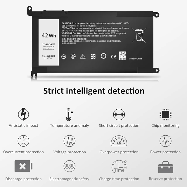 Alt view image 9 of 14 - 42Wh WDX0R Laptop Battery Replacement for Dell Inspiron 13 15 5000 7000 Series 5378 5379 5565 5567 5570 5579 7378 7569 7573 7579, Latitude 3500 3580 3590 3400 3480 3490 3189 3390 P58F P66F P75F