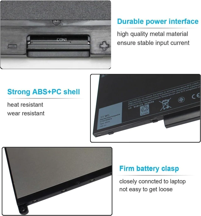 Alt view image 9 of 12 - 7.6V 55Wh J60J5 Battery Compatible with Dell Latitude E7470 E7270 7470 7270 451-BBSY 451-BBSX 451-BBSU WYWJ2 R1V85 MC34Y 242WD PDNM2 1W2Y2 GG4FM F1KTM NJJ2H 5F08V P61G001 P26S001 J6OJ5 Laptop Battery