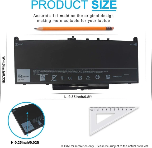 Alt view image 10 of 12 - 7.6V 55Wh J60J5 Battery Compatible with Dell Latitude E7470 E7270 7470 7270 451-BBSY 451-BBSX 451-BBSU WYWJ2 R1V85 MC34Y 242WD PDNM2 1W2Y2 GG4FM F1KTM NJJ2H 5F08V P61G001 P26S001 J6OJ5 Laptop Battery