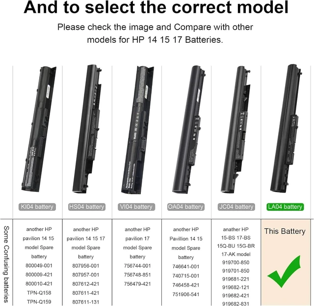 Alt view image 9 of 14 - SML Laptop/Notebook Battery Replacement for HP 776622-001 728460-001 TPN-Q130 752237-001 TPN-Q132 LA04 TPN-Q129 LA04DF HSTNN-DB5M HSTNN-YB5M F3B96AA HSTNN-UB5M - Black - High Performance New