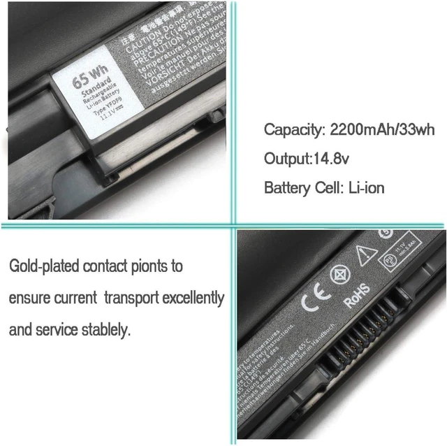 Alt view image 10 of 14 - ROLADA YFDF9 5MTD8 Notebook Battery Replacement for Dell Latitude 3340 3350, V131 2 Series; JR6XC YFOF9 Laptop Batteries-11.1V 65Wh