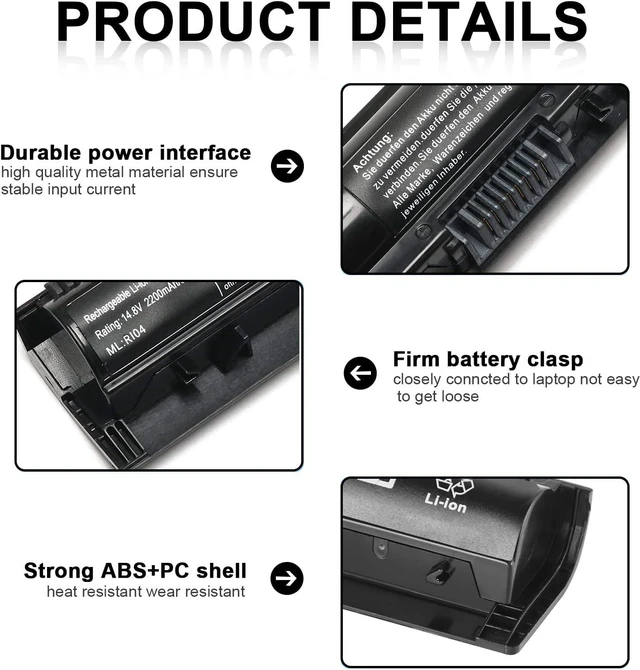 Alt view image 9 of 12 - New Replacement RI04 RI06XL Notebook Battery for HP ProBook 450 455 470 G3 Envy 15-Q001TX Laptop Series Fit P/N Spare 805294-001 811063-421 805047-851 P3G15AA HSTNN-DB7B HSTNN-PB6Q -12 Months Warranty