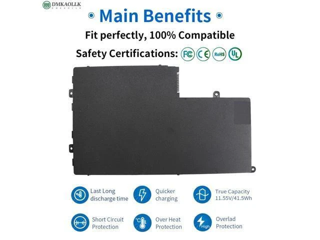 Alt view image 8 of 10 - 43WH TRHFF P39F P49G Notebook Battery for Dell Inspiron 15 5000 Series 15-5547 5547 5548 5545 5542 N5547 N5447 5447 5445 5448 i5547-3750sLV Latitude 14-3450 15-3550 0PD19 1V2F6 DL011307-PRR13G01 P51G