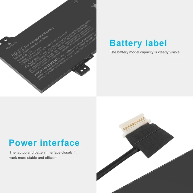 Alt view image 13 of 14 - Notebook Battery GB02XL for HP Chromebook 14-DB0051CL x360 11 G2 EE Chromebook 11A G6 G8 EE Chromebook 11 G7 G8 EE Series