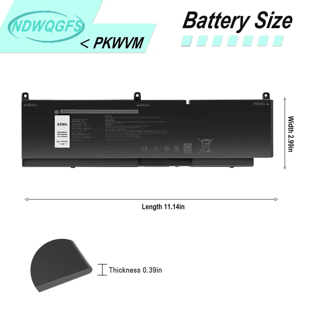 Alt view image 9 of 12 - Notebook Battery PKWVM for Dell Precision 7550 7560 7750 7760 Mobile Workstation Series C903V Battery for TouchSmart 680 670 690