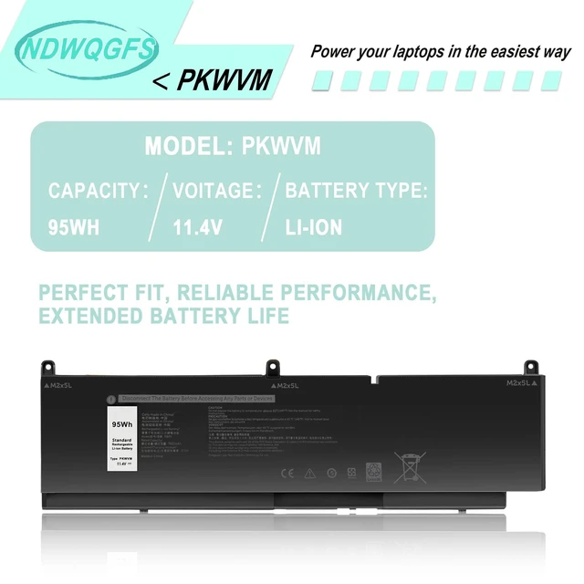 Alt view image 12 of 12 - Notebook Battery PKWVM for Dell Precision 7550 7560 7750 7760 Mobile Workstation Series C903V Battery for TouchSmart 680 670 690