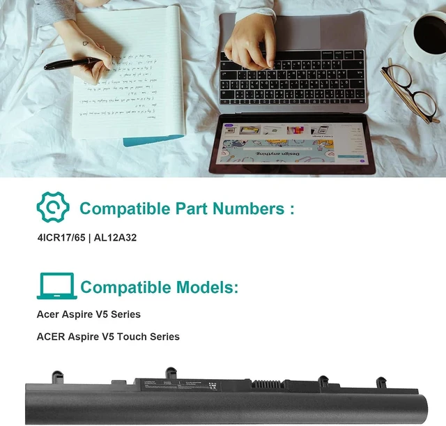 Alt view image 12 of 14 - Fancy Buying E1-570G Laptop Notebook Battery for ACER Aspire V5-431 V5-471 V5-531 V5-571 V5-431G V5-431P V5-471G V5-471P V5-531G V5-531P V5-551G V5-571G V5-571P E1-470 E1-472, PN: AL12A32, 4ICR17/65