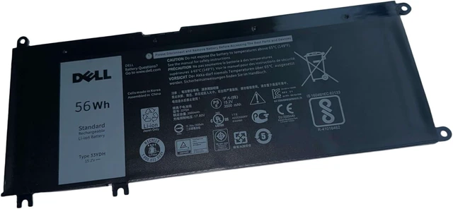 Alt view image 6 of 10 - DELL 33YDH 4-Cell Notebook Battery 15.2V 56Wh For DELL Inspiron 7577,7586 2-in-1 7773 2 in-1,7778 2-in-1,7779 2-in-1,7786 2 -in-1,G3 15 3579,G3 17 3779,G5 15 5587,G7 15 7588 ,Vostro 7570,7580 Laptops