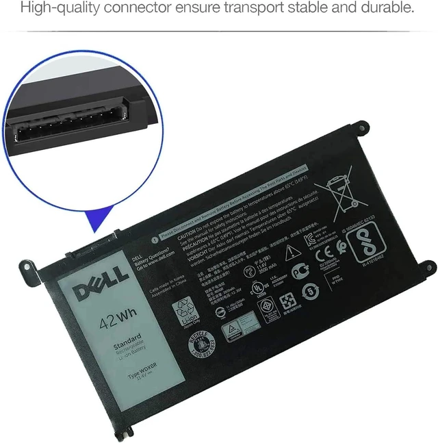 Alt view image 6 of 8 - DELL WDX0R Notebook Battery 11.4V 42WH for Dell Inspiron 5565 5567 5568 5578 5579 7560 7570 7579 7580 7569 5379 7368 7378 5765 5767 5770 Latitude3480 3580 3490 3590 VOSTRO15-5568D-1845 15-5568D-1525S