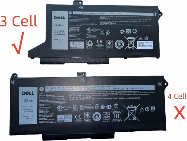 Alt view image 7 of 10 - DELL WY9DX 11.4V 42Wh 3-Cell Li-on Notebook Battery For DELL Latitude 5420,Latitude 5520,Precision 3560 Series Laptops P/N: RJ40G WY9DX 0WK3F1 WK3F1 0M3KCN M3KCN 01K2CF 1K2CF 075X16 75X16 005R42