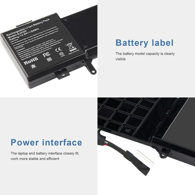 Alt view image 11 of 14 - Fancy Buying 8-Cell 92WH 6JHDV Notebook Battery for Dell Alienware 17 R3 P43F002 R2 P43F001 ALW17ED-1728 2728 3728 3828 4718 4738 AW17R3-3758SLV 7092SLV 4175SLV 8342SLV 1675SLV 6JHCY 5046J YKWXX