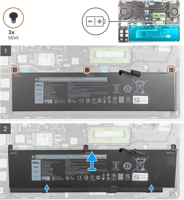 Alt view image 5 of 6 - DELL PKWVM 11.4V 95Wh 6-Cell Notebook Battery For DELL Precision 7550 7560 7750 7760 Series Laptop P44E P93F P44E001 P44E002 P93F001 P93F002 RTX 3000 4000 5000 P/N: C903V 0CR72X CR72X 068N03 0447VR3V