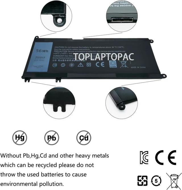 Alt view image 12 of 14 - New 7.6V 56Wh V1P4C Laptop Battery Compatible with DELL Chromebook 13 3380 Series Notebook Battery Pack