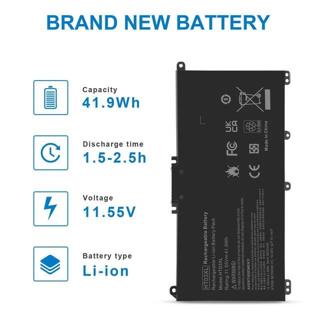 Alt view image 2 of 5 - 11.55V Battery for HP HT03XL HSTNN-DB8R HSTNN-DB8S HSTNN-IB80 HSTNN-IB8O HSTNN-LB8L