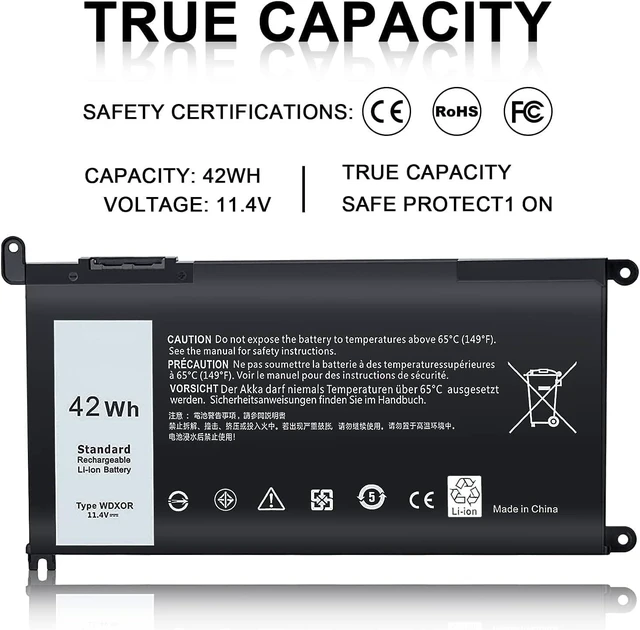 Alt view image 12 of 14 - TSKYBEAR WDX0R Laptop Battery Compatible with Dell Inspiron 15 5000 5567 5570 5565 5568 5578 7000 7560 7570 7573 7569 7579 13 5368 5378 7378 17 5765 5767 5770 Series Notebook Battery 3CRH3 T2JX4