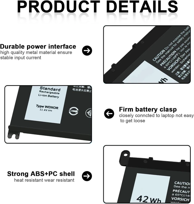Alt view image 10 of 14 - TSKYBEAR WDX0R Laptop Battery Compatible with Dell Inspiron 15 5000 5567 5570 5565 5568 5578 7000 7560 7570 7573 7569 7579 13 5368 5378 7378 17 5765 5767 5770 Series Notebook Battery 3CRH3 T2JX4