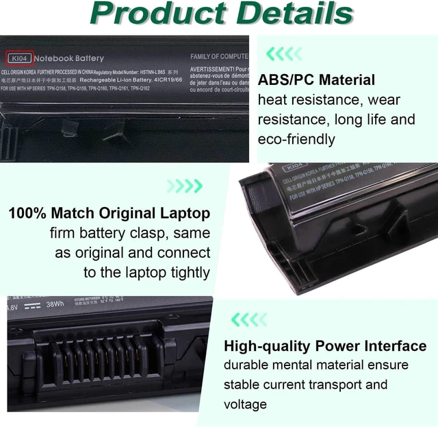 Alt view image 11 of 14 - 800049-001 KI04 Notebook Battery for HP Pavilion 15-ab 15-an 17-g 15t-ab100 17t-g100 17t-s100 cto Series 15-ab143cl 15-ab223cl 15-ab153nr 15-an044nr 14-ab166us 17-ab220nr 17-g133cl 800009-421 TPN-Q158