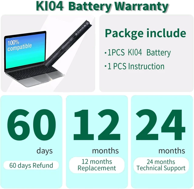 Alt view image 13 of 14 - 800049-001 KI04 Notebook Battery for HP Pavilion 15-ab 15-an 17-g 15t-ab100 17t-g100 17t-s100 cto Series 15-ab143cl 15-ab223cl 15-ab153nr 15-an044nr 14-ab166us 17-ab220nr 17-g133cl 800009-421 TPN-Q158
