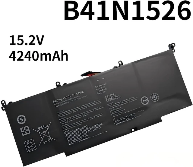 Alt view image 9 of 12 - Compatible for ASUS,Flying Fortress 3rd Gen FX60VM/ZX60V/FX502VM Battery - Works with B41N1526 | 15.2V 4240mAh Notebook Battery.