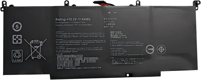Alt view image 11 of 12 - Compatible for ASUS,Flying Fortress 3rd Gen FX60VM/ZX60V/FX502VM Battery - Works with B41N1526 | 15.2V 4240mAh Notebook Battery.
