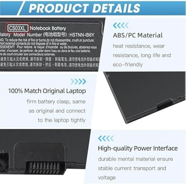 Alt view image 12 of 14 - CS03XL Notebook Battery for HP EliteBook 840 850 755 745 G3 G4 ZBook 15u G3 G4 Series 800513-001 854047-2C1 800231-141 800231-1C1 854047-1C1 996QA101H TA03XL TA03051XL CS03 CS03046XL CS03046XL-PL MT43