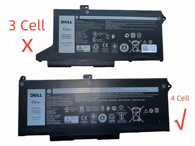Alt view image 5 of 9 - DELL RJ40G 15.2V 63Wh 4-Cell Notebook Battery For DELL Latitude 5420, Latitude 5520, Precision 3560 Series Laptops P/N: P137G P137G001 P104F P104F001 P104F002 075X16 01K2CF 0WK3F1 0M3KCN 005R42