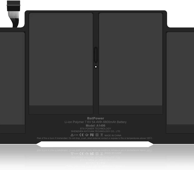 Alt view image 10 of 13 - BatPower A1496 Replacement Laptop Battery for Apple Mid 2013 2014 Early 2014 2015 MacBook Air 13-inch A1466 EMC 2559 EMC 2632 EMC 2925 Battery MacBook Air 13" A1466 Apple A1496 Battery 54.4Wh