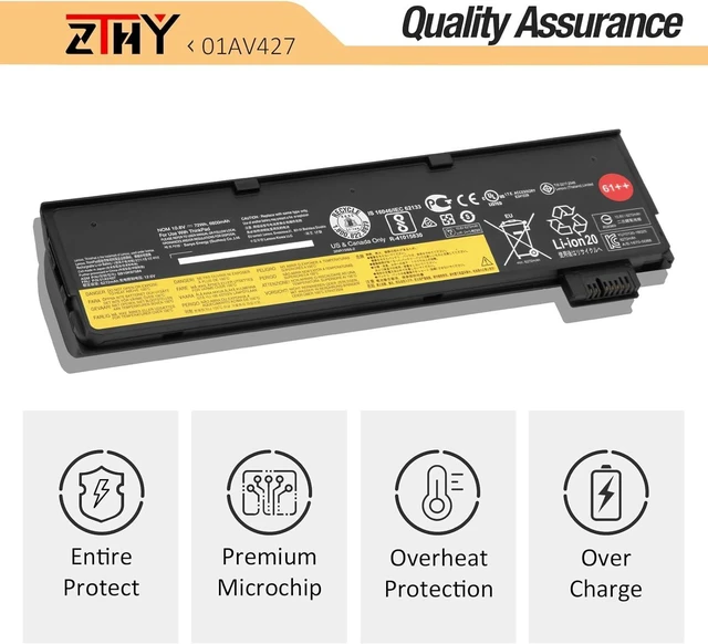 Alt view image 12 of 14 - 72Wh 61++ 01AV427 01AV425 Laptop Battery - Replacement for Lenovo ThinkPad T480 T470 P51S P52S T570 T580 A485 A475 TP25 Series 4X50M08812 01AV422 01AV423 01AV424 01AV428 01AV490 01AV492 01AV452 10.8V