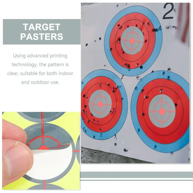 Alt view image 6 of 6 - 20 Sheets Target Stickers Professional Fluorescent Round Adhesive Spots Target Pasters for Shooting Skills Improvement