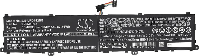 Alt view image 8 of 10 - CS Cameron Sino 5650mAhReplacement New Battery for Lenovo ThinkPad P1 Gen 4 20Y3000KMS,ThinkPad P1 Gen 4 20Y3000YRI,ThinkPad P1 Gen 4 20Y300ATGQ,ThinkPad X1 Extreme Gen 5 21DE0007EQ,ThinkPad P1 Gen 5-