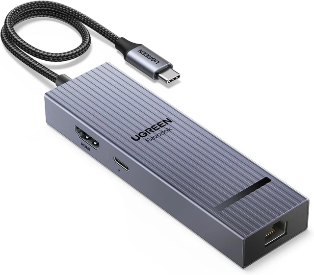 Alt view image 8 of 14 - UGREEN Revodok Pro 6 in 1 USB C Hub Gigabit Ethernet Adapter with 4K 60Hz HDMI, 100W PD Charging, 10Gbps USB A&C 3.2 Data Ports Compatible with Mac M1, M2, M3, iPad, iPhone 16 Pro/Pro Max, Steam Deck