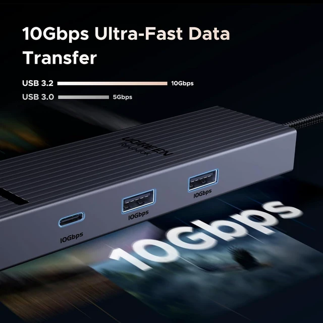 Alt view image 11 of 14 - UGREEN Revodok Pro 6 in 1 USB C Hub Gigabit Ethernet Adapter with 4K 60Hz HDMI, 100W PD Charging, 10Gbps USB A&C 3.2 Data Ports Compatible with Mac M1, M2, M3, iPad, iPhone 16 Pro/Pro Max, Steam Deck