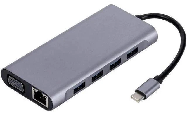 Alt view image 14 of 14 - USB Hub 11 in 1 Type-c Splitter to USB Adapter VGA Card Reader Multiple Ports Dock Station USB