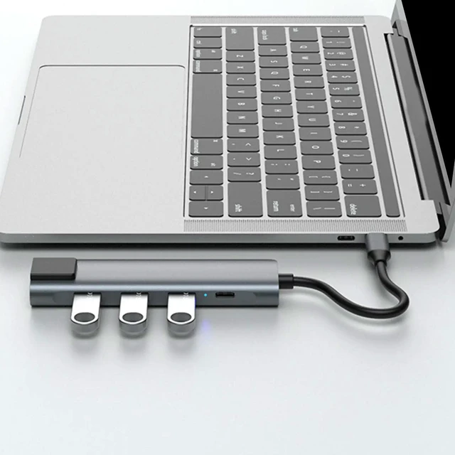 Alt view image 6 of 6 - -in-1 USB Type-C Hub Docking Station Fast Data Transfer Plug-and-Play Compact Multiport Adapter for Laptop Desktop
