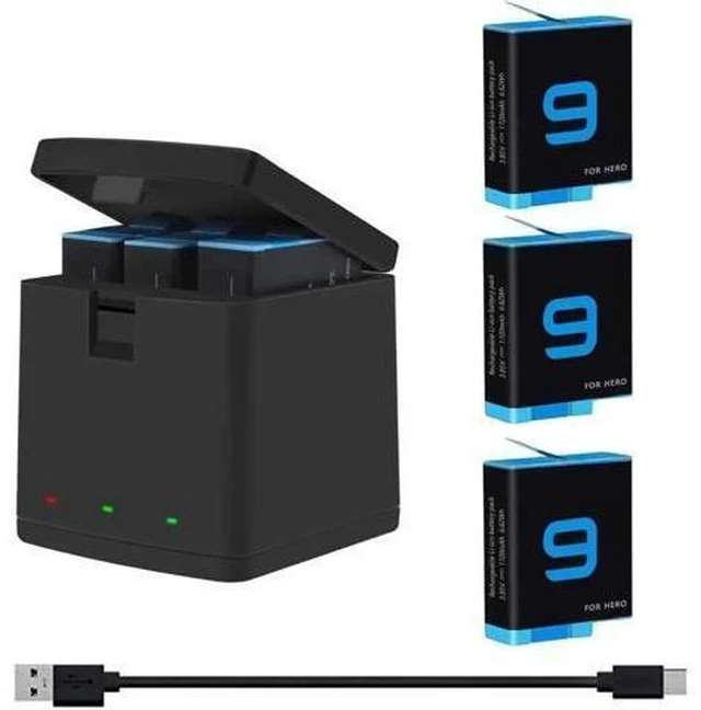 Alt view image 7 of 12 - Hero 11 / Hero 10 / Hero 9 Replacement Batteries 3-Pack and 3-Channel USB Charger Compatible with GoPro Hero 11 Black / Hero 10 Black / Hero 9 Black (Fully Compatible with GoPro Hero11 / Hero10 / Hero