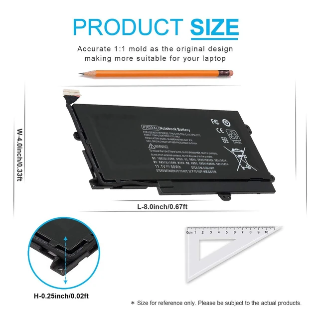 Alt view image 8 of 10 - PX03XL PXO3XL 715050-001 Notebook Battery for HP Envy Touchsmart M6-K 14-K Sleekbook m6-k015dx m6-k025dx m6-k022dx m6-k125dx m6-k010dx m6-k012dx m6-k054ca m6-k088ca 14-k000 14-k100 714762-1C1 50Wh