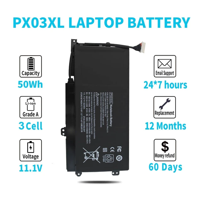 Alt view image 10 of 10 - PX03XL PXO3XL 715050-001 Notebook Battery for HP Envy Touchsmart M6-K 14-K Sleekbook m6-k015dx m6-k025dx m6-k022dx m6-k125dx m6-k010dx m6-k012dx m6-k054ca m6-k088ca 14-k000 14-k100 714762-1C1 50Wh