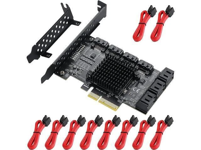Alt view image 8 of 14 - PCIe SATA Controller Card 10 Port with 10 SATA Cables and Low Profile Bracket - 6Gbps SATA 3.0 PCIe Card,Support 10 Port SATA 3.0 Devices