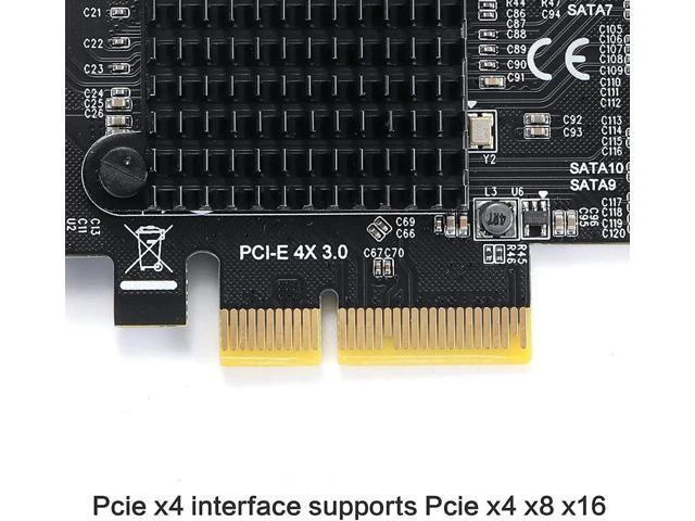 Alt view image 9 of 14 - PCIe SATA Controller Card 10 Port with 10 SATA Cables and Low Profile Bracket - 6Gbps SATA 3.0 PCIe Card,Support 10 Port SATA 3.0 Devices