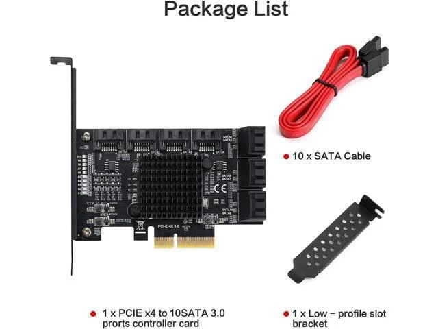 Alt view image 11 of 14 - PCIe SATA Controller Card 10 Port with 10 SATA Cables and Low Profile Bracket - 6Gbps SATA 3.0 PCIe Card,Support 10 Port SATA 3.0 Devices